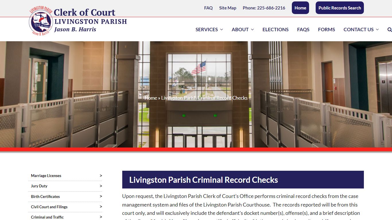 Criminal Record Checks - Livingston Parish